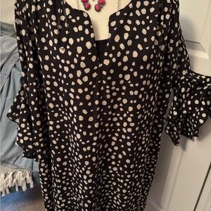Umgee Black Tunic with Cream Spot Print